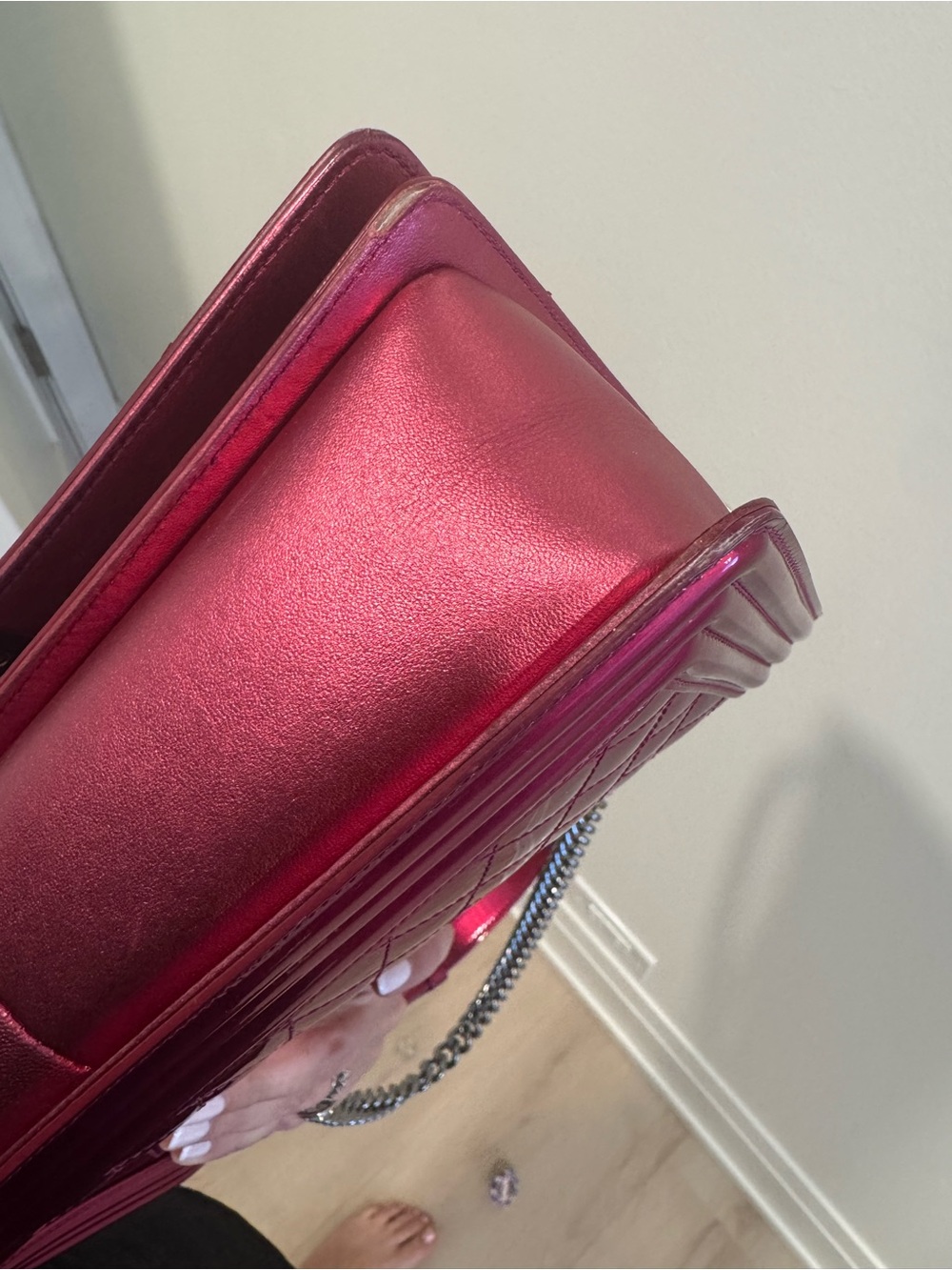 Chanel Boy Chanel Flap Bag Old Medium Patent Pink - Picture 6 of 8